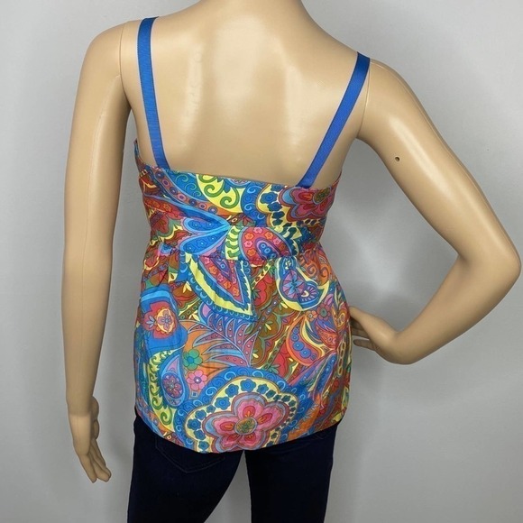 TIBI Colorful V-Neck Floral/Paisley Print Tank Top Size 4 - Picture 4 of 9